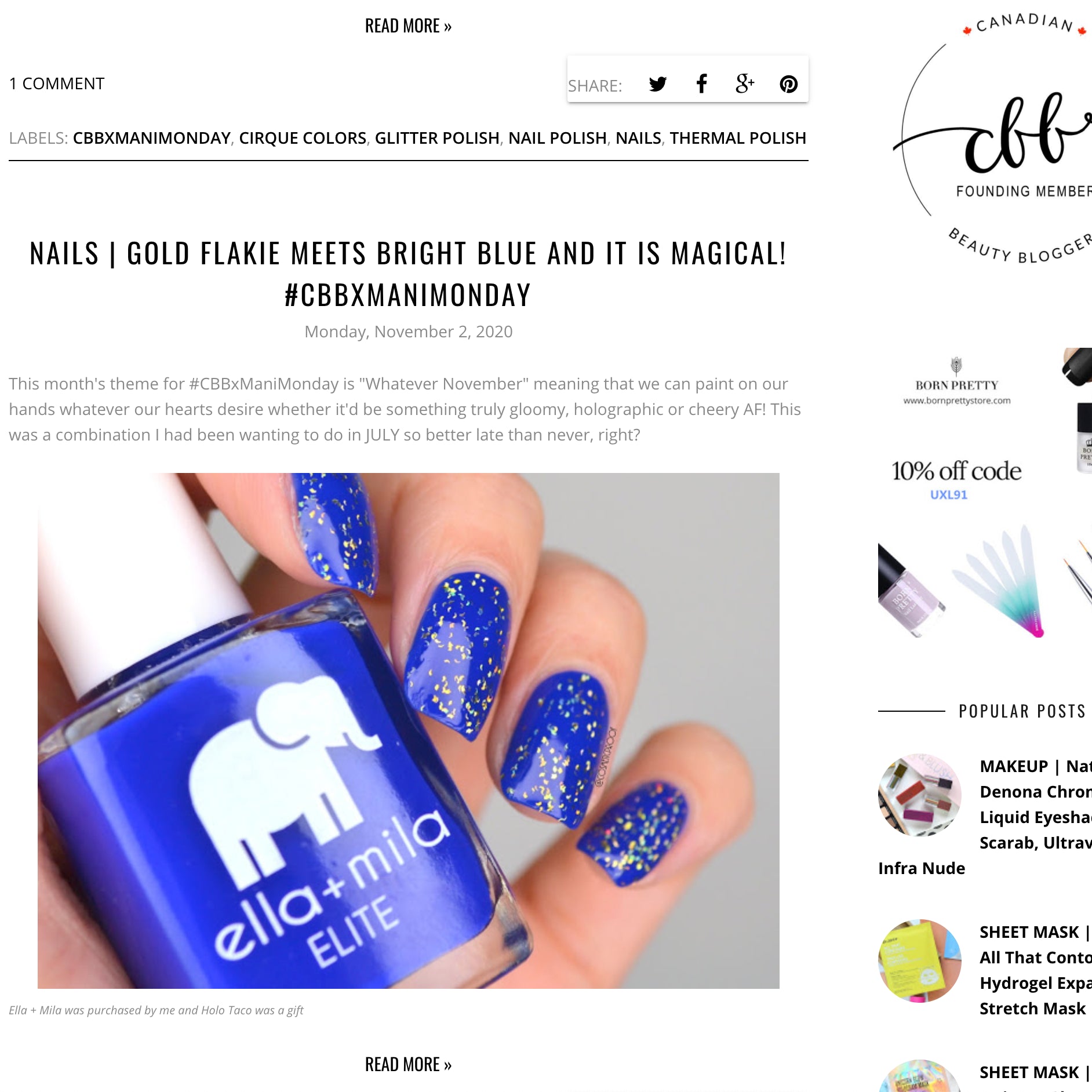 NAILS | GOLD FLAKIE MEETS BRIGHT BLUE AND IT IS MAGICAL! #CBBXMANIMONDAY
