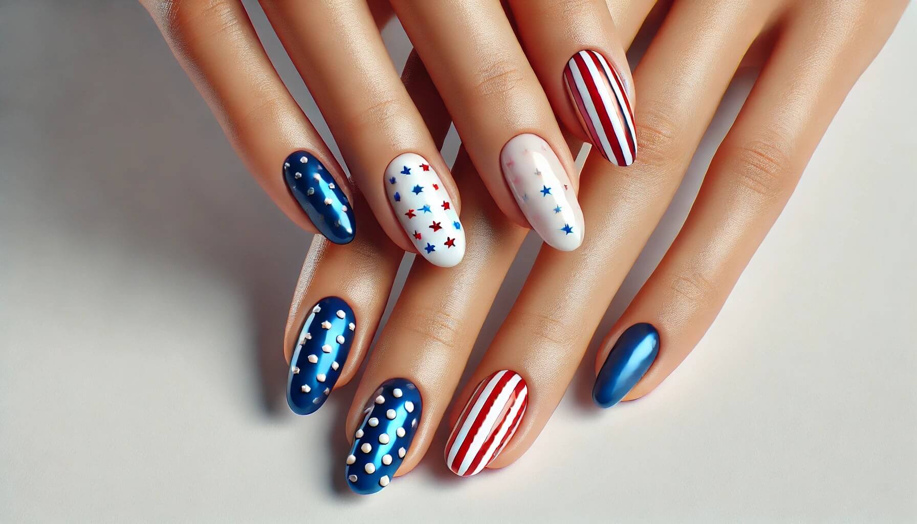 classy Fourth of July nails