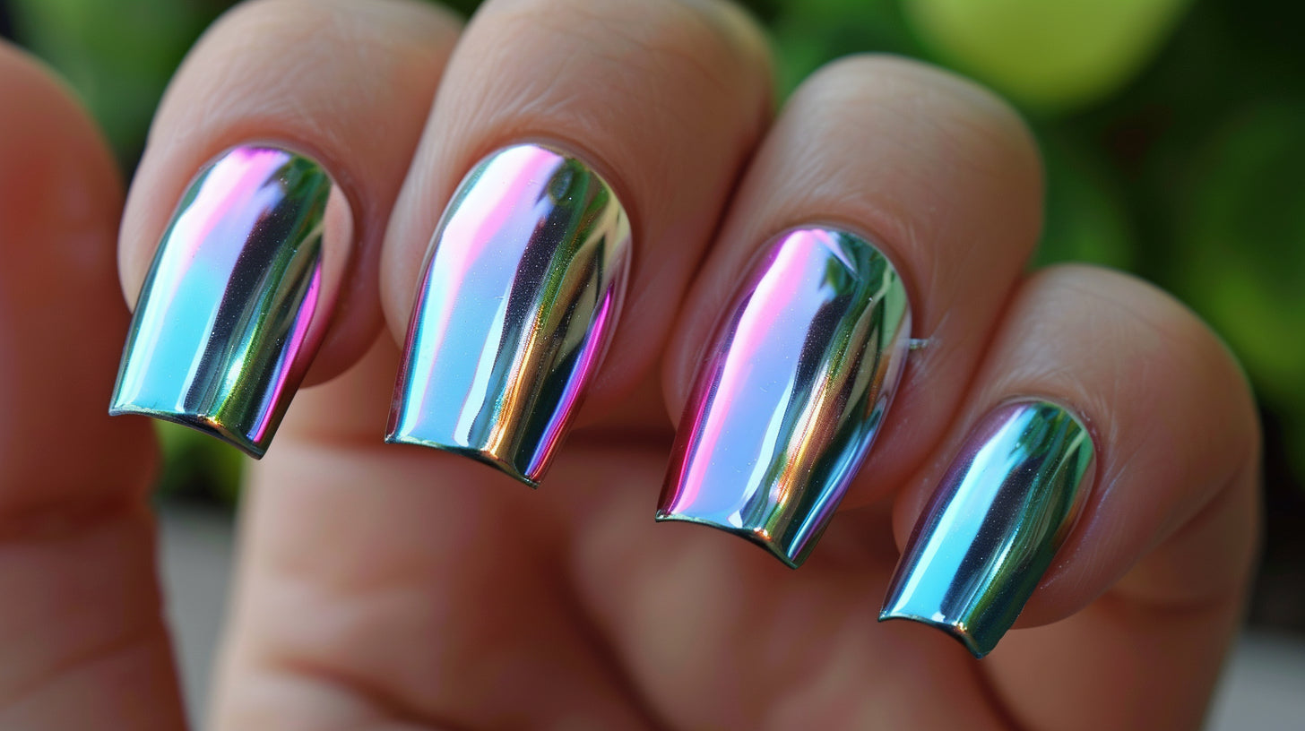 Geometric Chrome Nail Art Ideas
