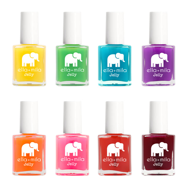 Jelly Collection Neon Bright Sheer Vegan 8 Pack Jelly Nail Polish Set ella mila