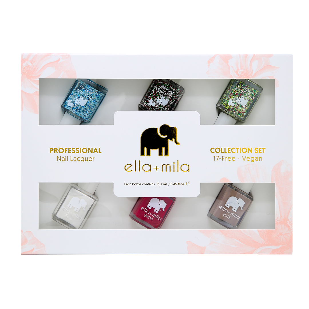 Confetti Collection 6-pack nail polish gift box, front view