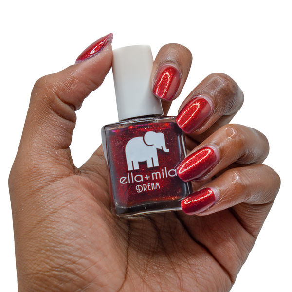 Deep red shimmer nail polish - Dorothy's Stilettos - ella+mila