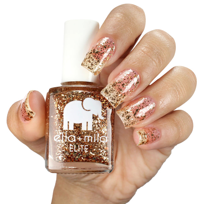ella mila Gold Glitter Nail Polish Drippin Gold
