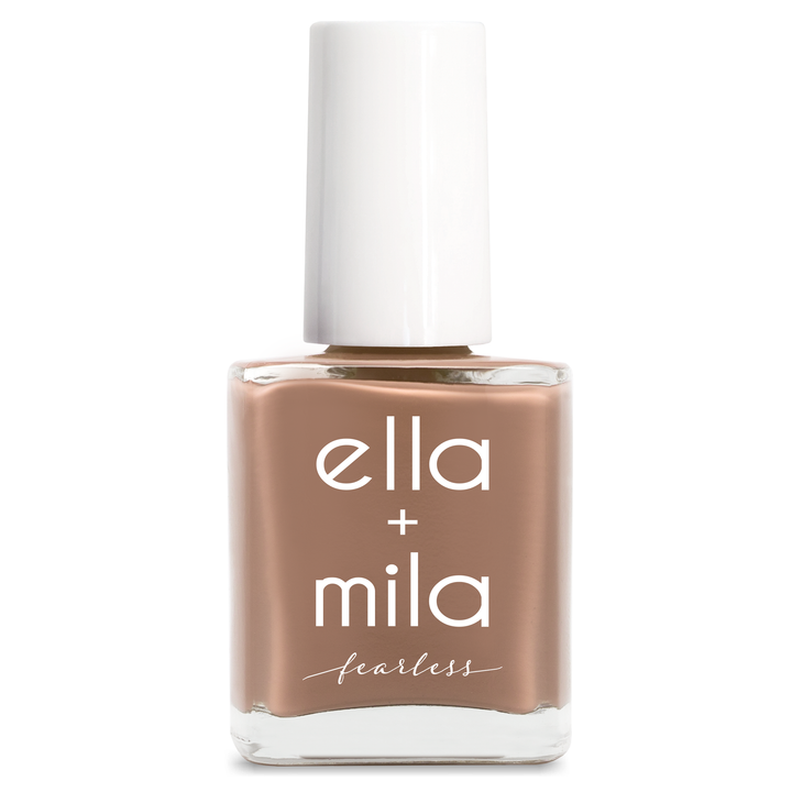 Golden Crown milky medium brown nail polish bottle – ella+mila Fearless