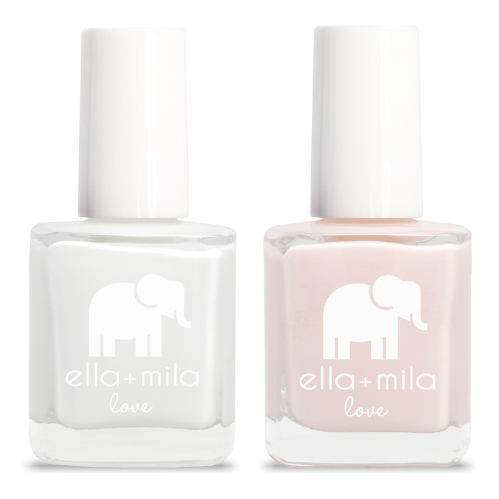 Love Collection French Mani Set: sheer pink and white nail polish bottles