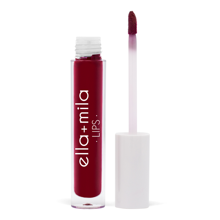 After 5 deep cherry red liquid lipstick tube with applicator wand – ella+mila Lips