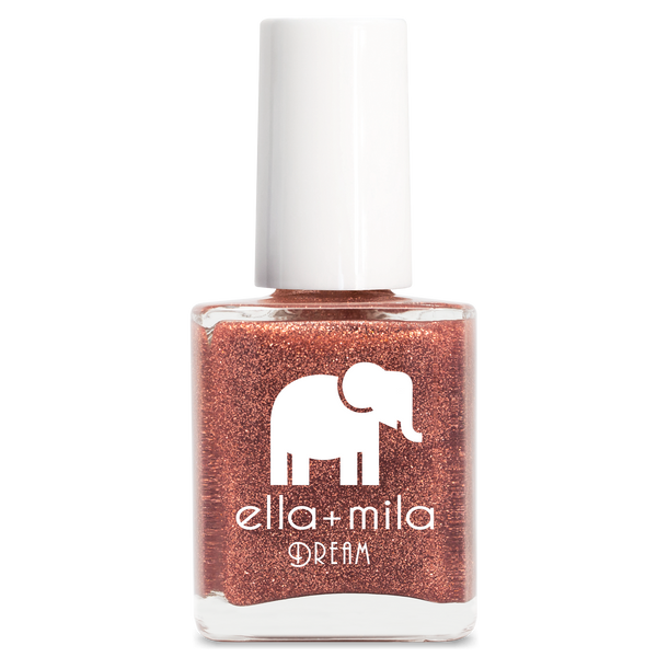 Bronzey gold glitter nail polish Glow With Me ella mila