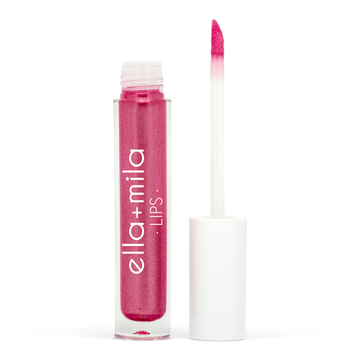 Just Cheeky berry pink lip gloss tube with applicator wand – ella+mila Lips