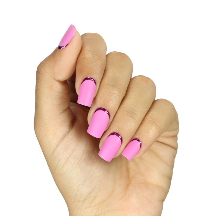 Macaruin My Diet pastel pink nail polish manicure on a medium skin tone