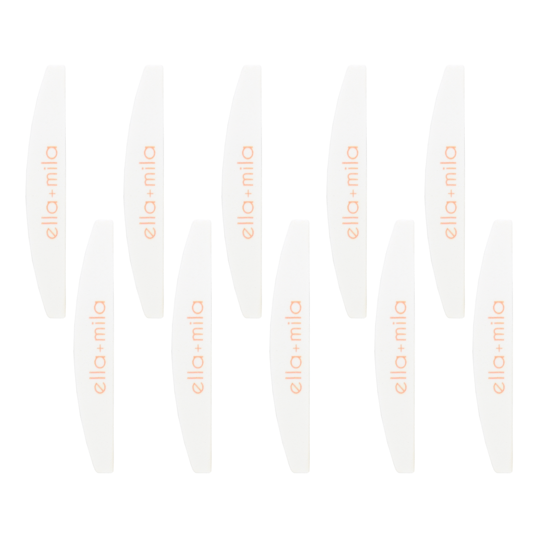 Ten white half-moon file buffers arranged in rows